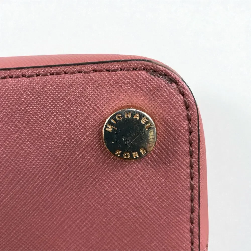 MICHAEL KORS Cindy Dome Satchel Saffiano Leather Bag Pink Classic Elegant Chic